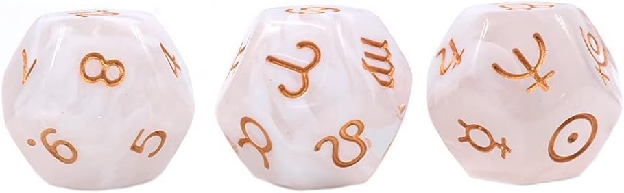 DollaTek 2 Set 6pcs Multicolor 12 Sided Resin Dice Astrology Tarot Constellation Divination