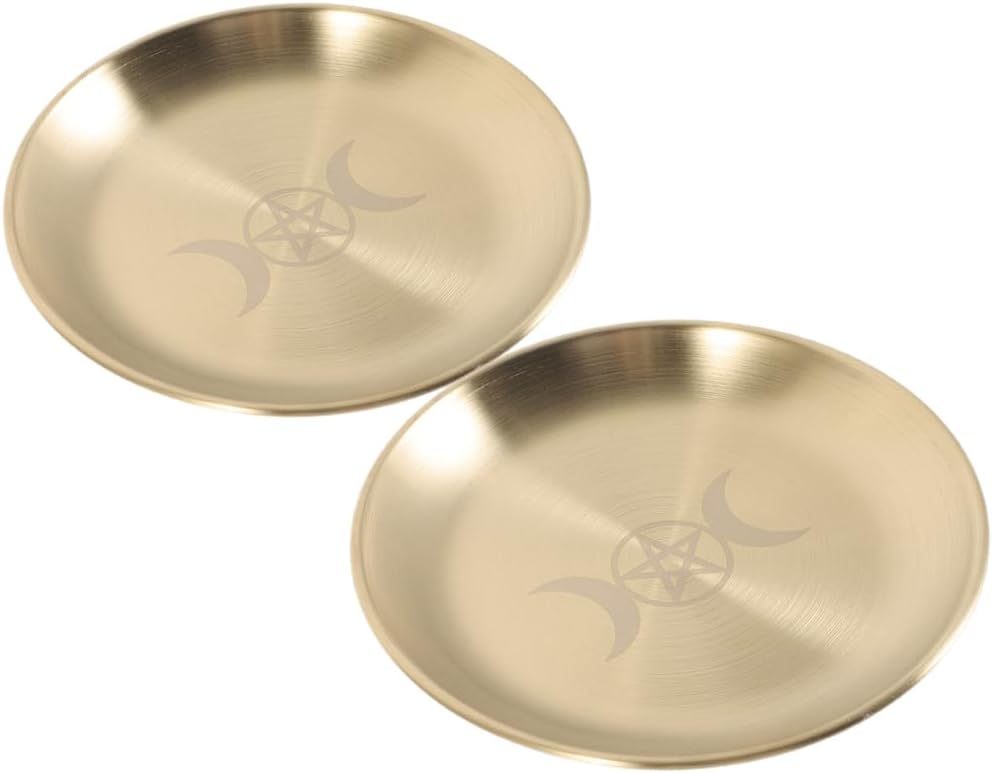 Uonlytech 2st Teller Mit Zeremoniengericht Anbieten Kerzenhalter Wicca Zauber Altarschale Altarbedarf Keltische Altarfliese Wünschelrutenbrett Pentagramm-altarhalter Eisen Metall