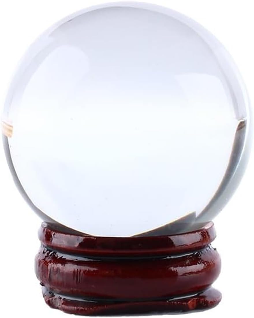 Outbit Klare Kristallkugel 40mm natürlicher Quarz klarer magischer Kristall Heilung Ball mit Stand Base für Yoga Zen Meditation Home Decor
