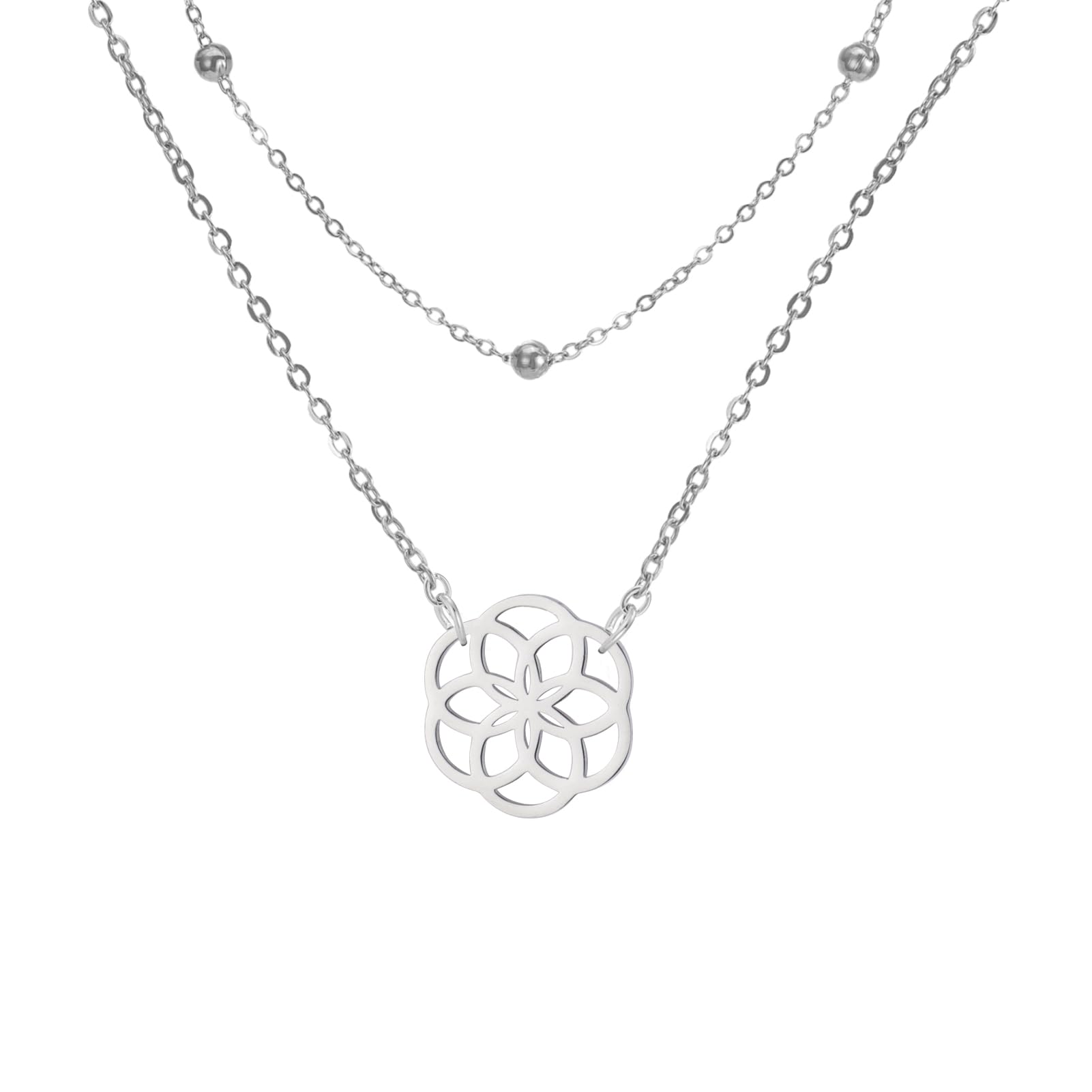 LIKGREAT Blume des Lebens Halskette Seeds of Life Anhänger Halskette Heilige Geometrie Symbol Halskette Spirituelle Heilung Amulett Schmuck