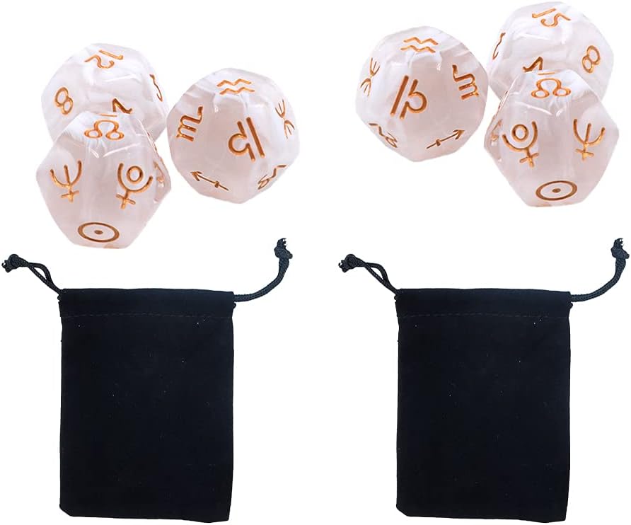 DollaTek 2 Set 6pcs Multicolor 12 Sided Resin Dice Astrology Tarot Constellation Divination