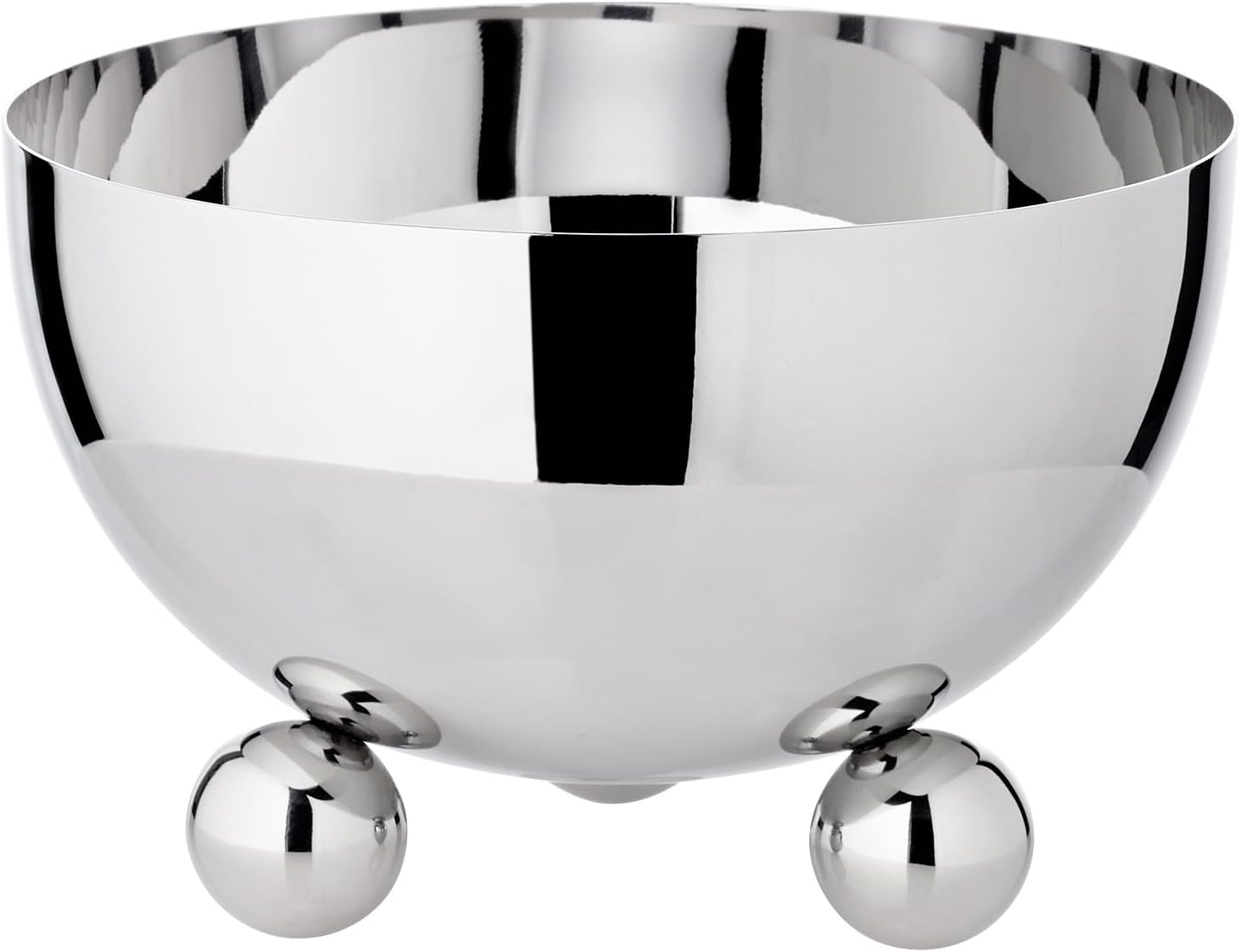 EDZARD Chicago Bowl Diameter 15 cm Height 9 cm on 3 Ball Feet Polished Stainless Steel