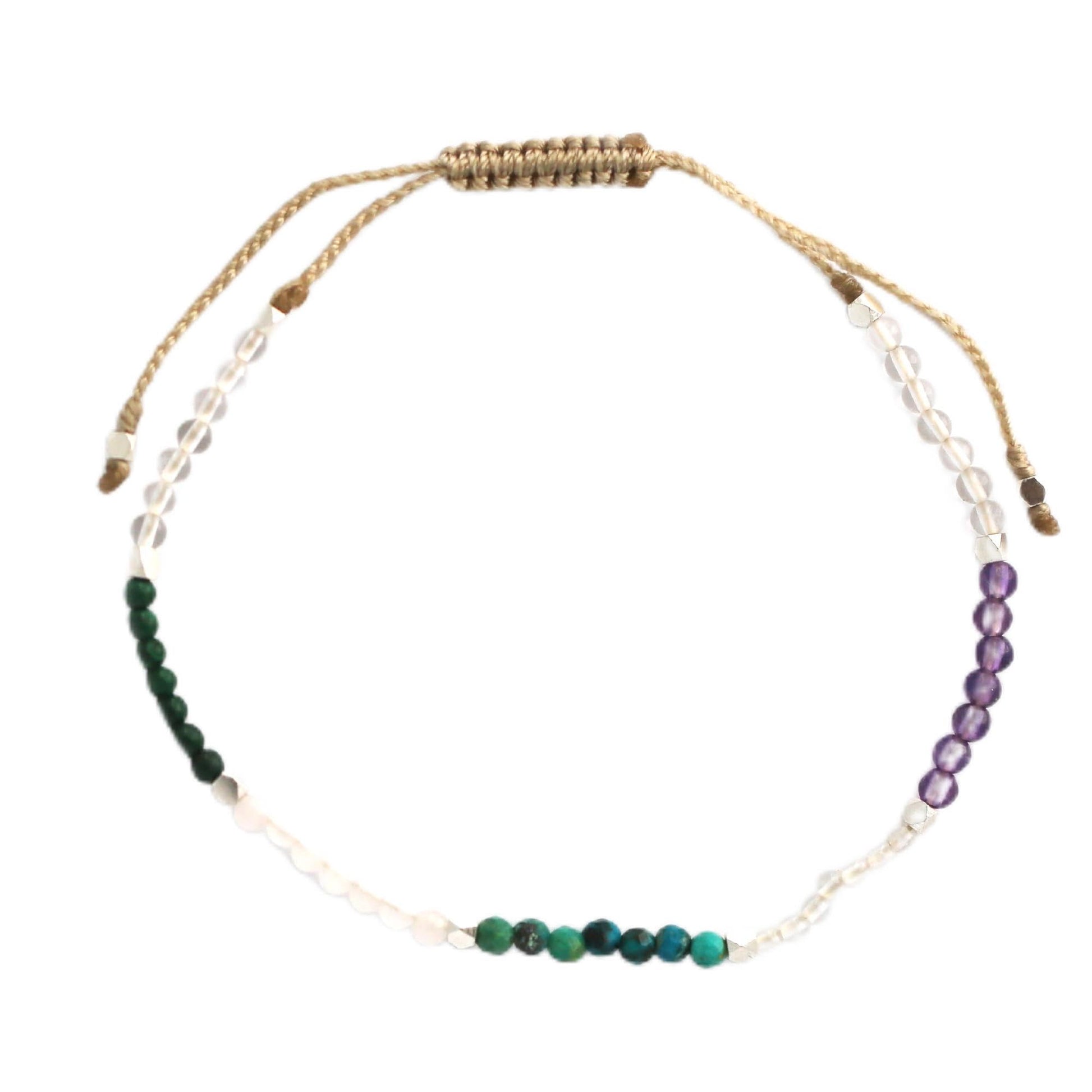 BALIPURA Multi-Chakra Armband für Frauen - Heilkristall & Naturstein Schmuck - Personalisierte Geschenke für Frauen mit winzigen 2mm Perlen in 925er Sterling Silber