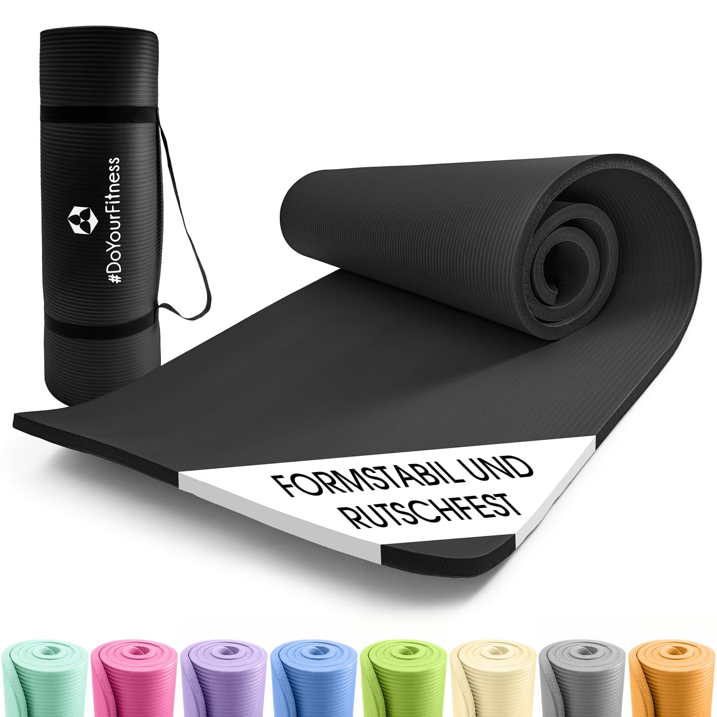 #DoYourFitness Yoga Mat Non-Slip. For Beginners and Advanced Users. Thickness from 0.8 cm to 2 cm. Joint-friendly Gymnastics Mat. 183 cm x 61 cm or XXL 190 cm x 100 cm (Suitable for Indoor/Outdoor)
