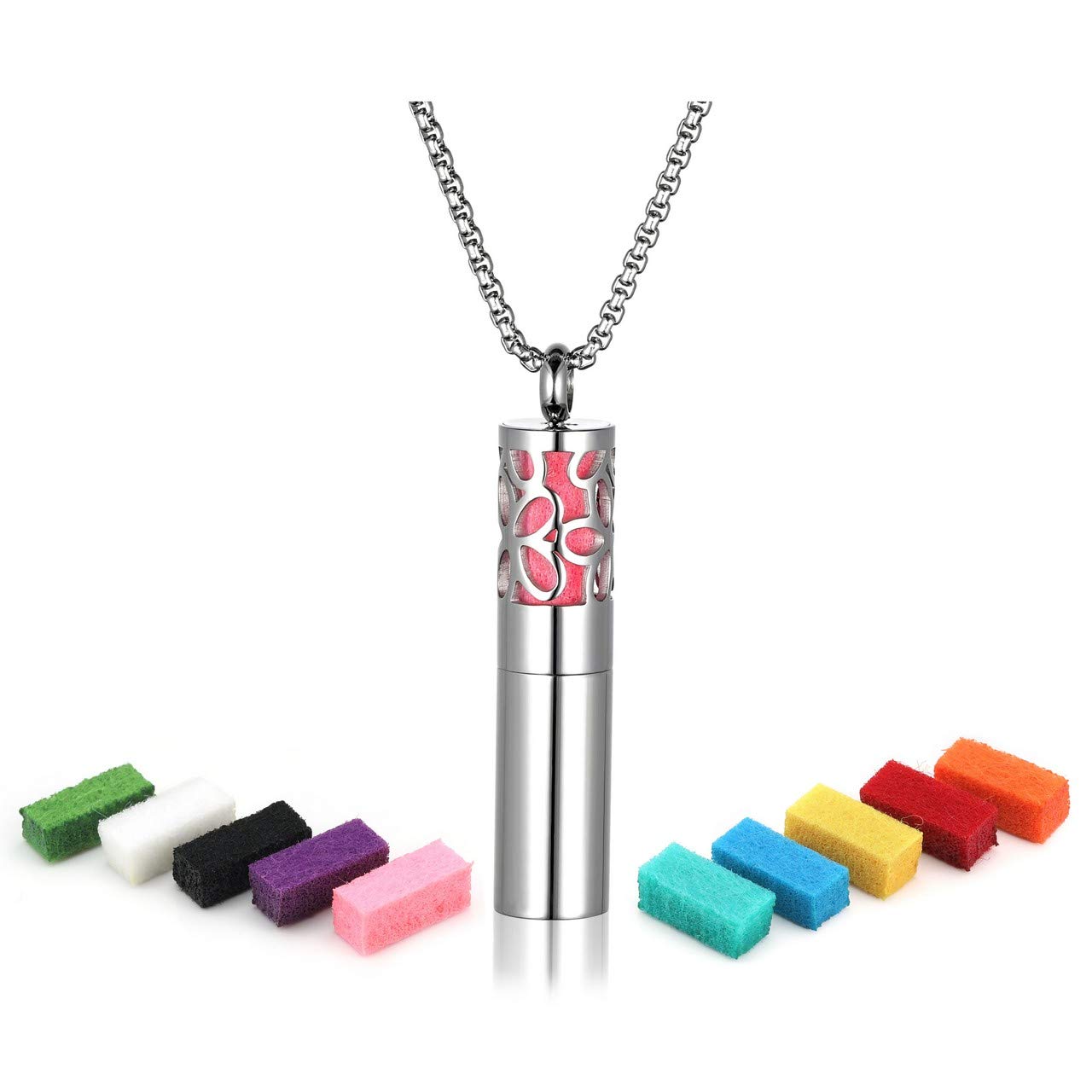 Zysta Aromatherapie Schmuck- Damen Herren Parfum Hohl Locket Käfig Anhänger Floating Charm Aroma Medaillon ätherisches Öl Diffuser Halskette mit 10pcs Pads