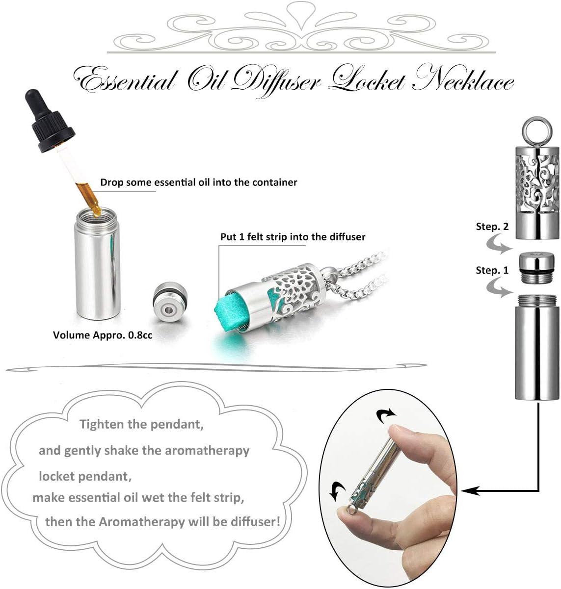 Zysta Aromatherapie Schmuck- Damen Herren Parfum Hohl Locket Käfig Anhänger Floating Charm Aroma Medaillon ätherisches Öl Diffuser Halskette mit 10pcs Pads