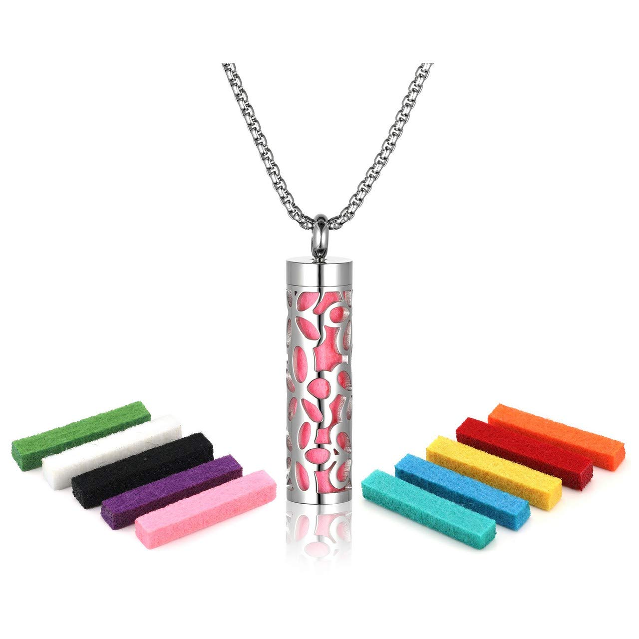 Zysta Aromatherapie Schmuck- Damen Herren Parfum Hohl Locket Käfig Anhänger Floating Charm Aroma Medaillon ätherisches Öl Diffuser Halskette mit 10pcs Pads