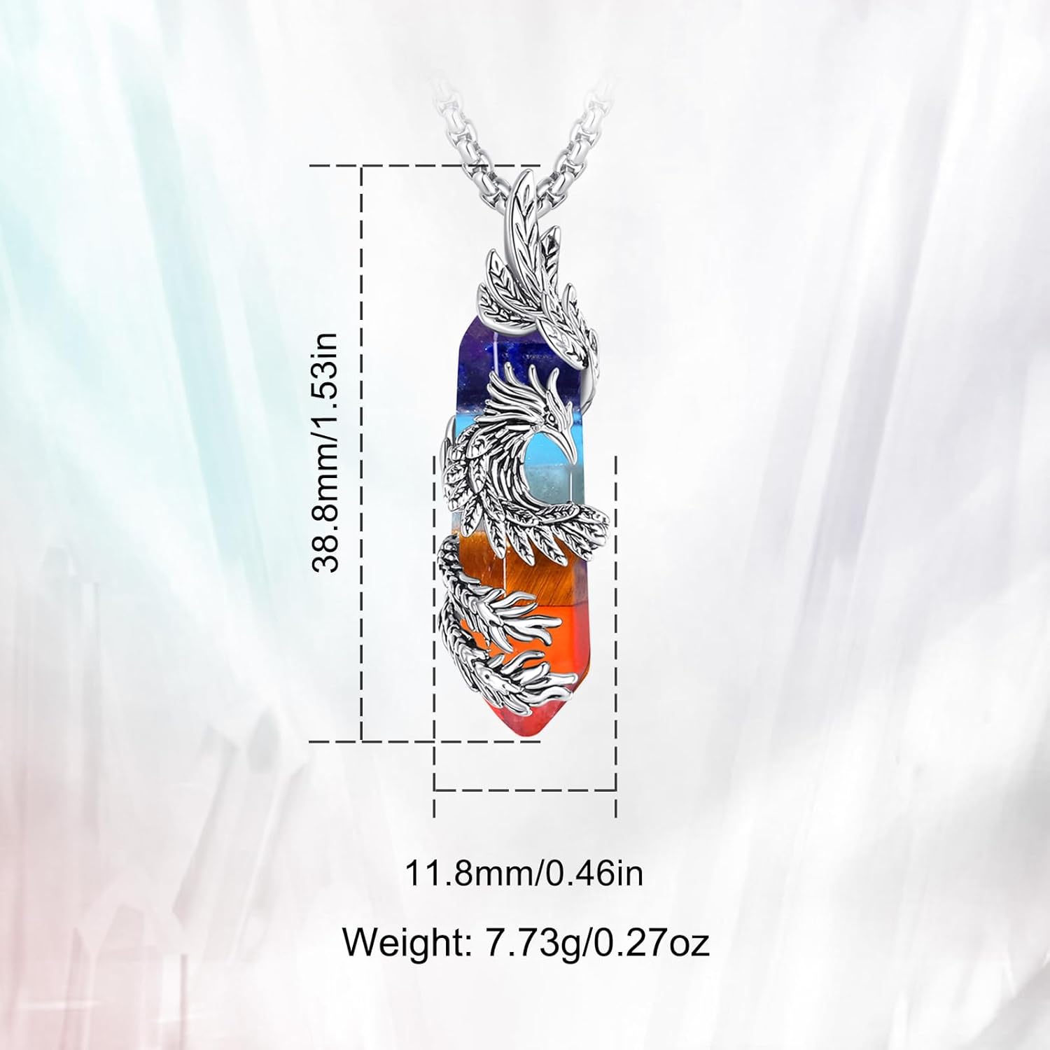 INFUSEU Kristall Phönix Kette, Vogelhänger Spirituelle Tiere Halskette Schmuck Kristall Rising Phoenix Lapislazuli Geschenke für Frauen Mädchen Damen