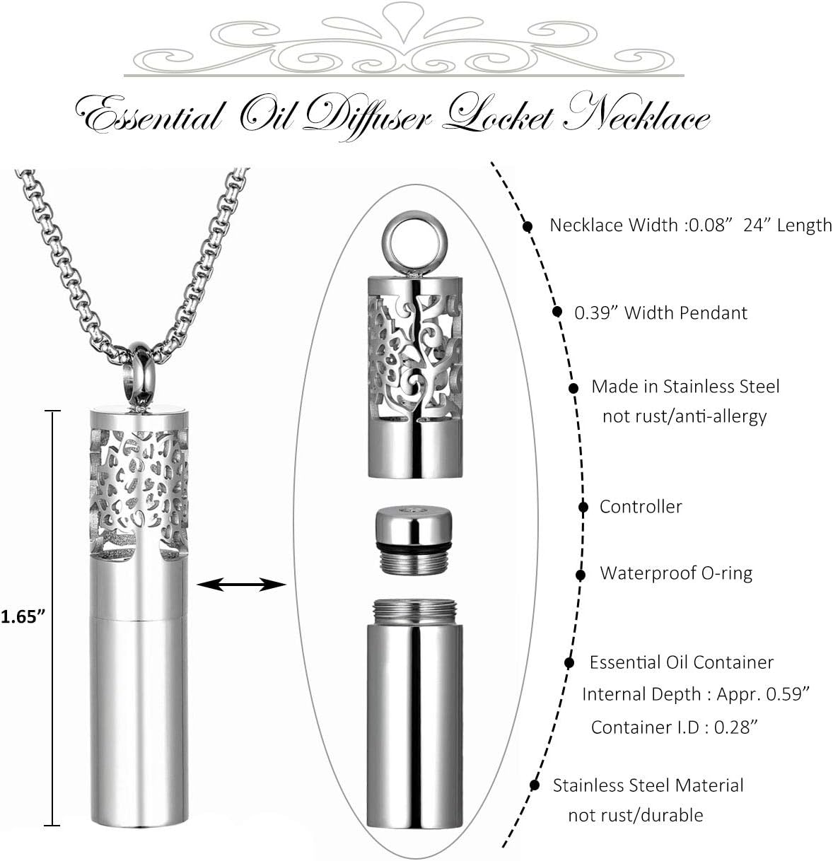 Zysta Aromatherapie Schmuck- Damen Herren Parfum Hohl Locket Käfig Anhänger Floating Charm Aroma Medaillon ätherisches Öl Diffuser Halskette mit 10pcs Pads