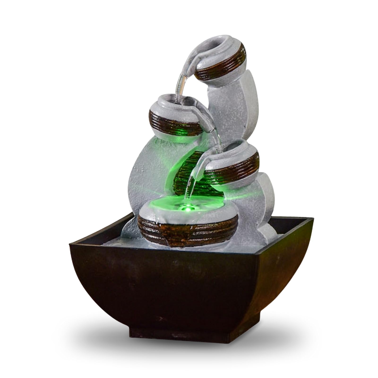 zen' Light Natural Boro Fontaine Resin Silver 13 x 13 x 17 cm