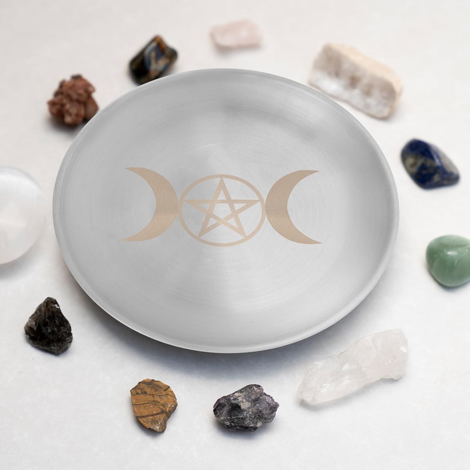 Pentagram Candle Holder Stainless Steel Altar Tray Decorative Candle Plate for Wicca Tarot Ritual Plate Elegant Tray as Table Centre