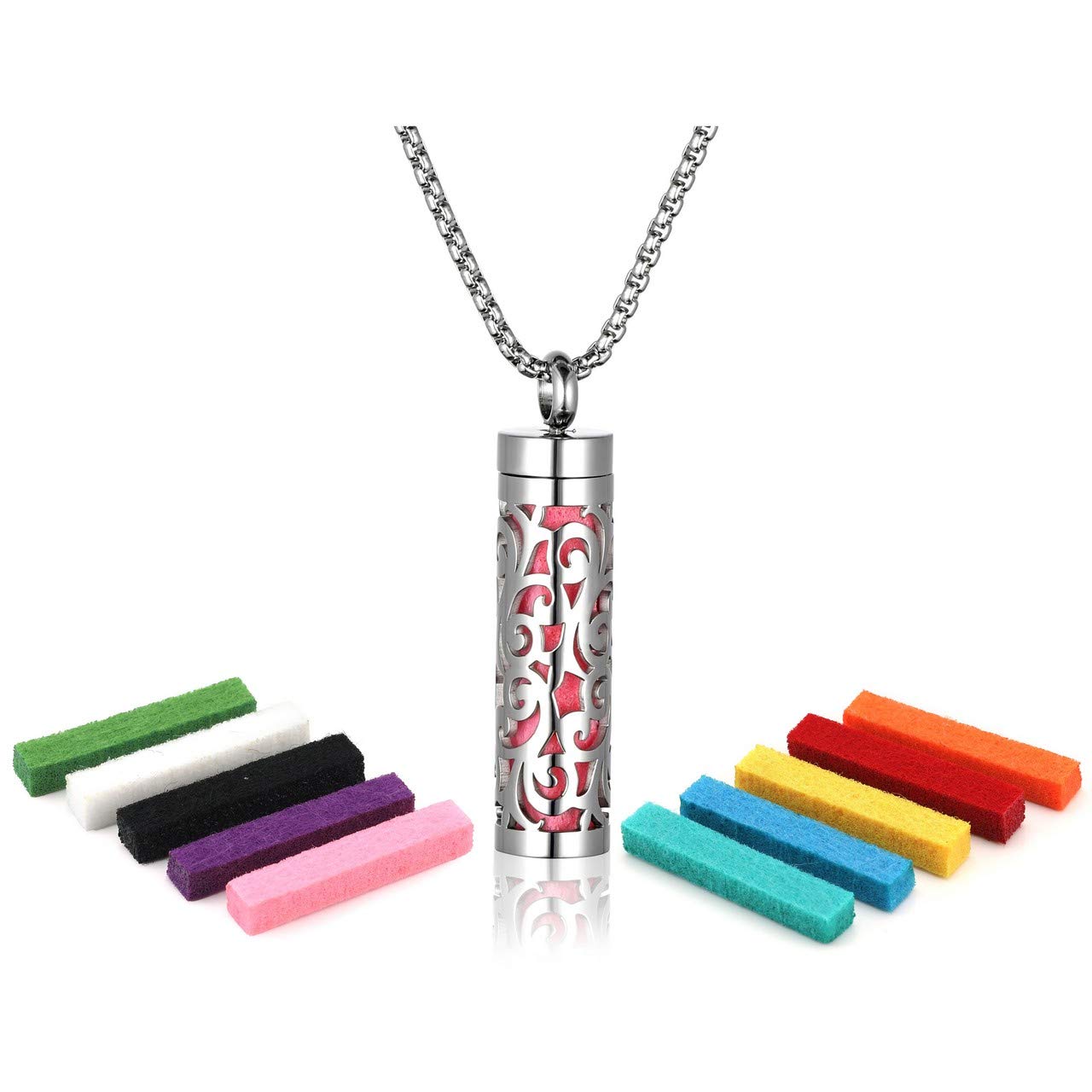 Zysta Aromatherapie Schmuck- Damen Herren Parfum Hohl Locket Käfig Anhänger Floating Charm Aroma Medaillon ätherisches Öl Diffuser Halskette mit 10pcs Pads