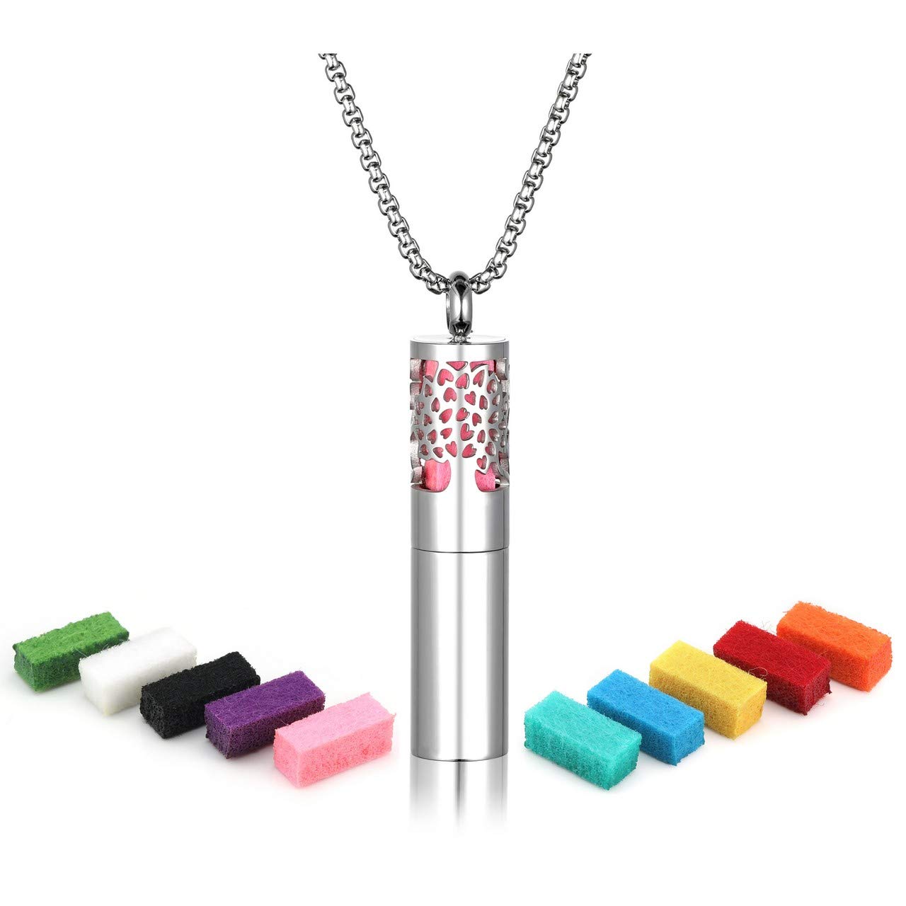 Zysta Aromatherapie Schmuck- Damen Herren Parfum Hohl Locket Käfig Anhänger Floating Charm Aroma Medaillon ätherisches Öl Diffuser Halskette mit 10pcs Pads