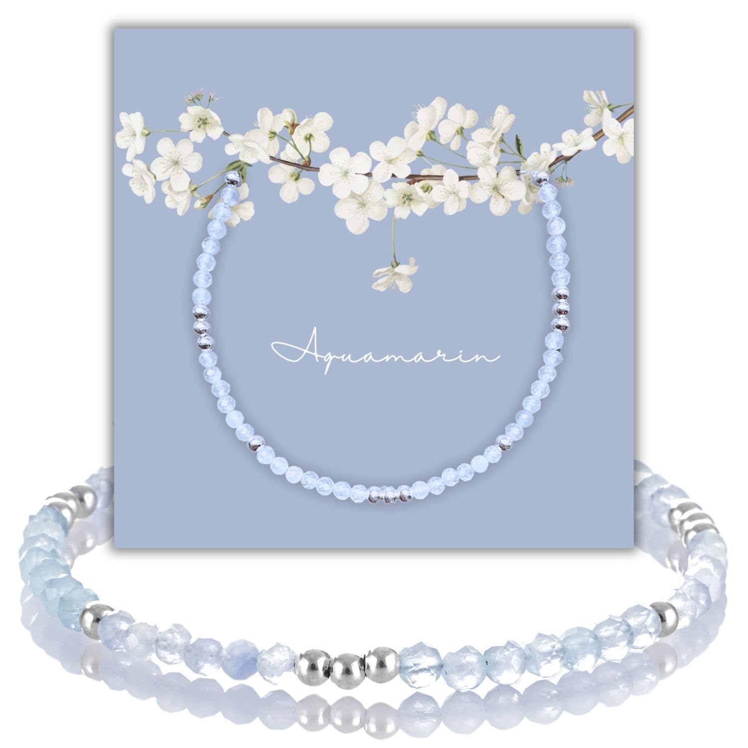 happymaker - Mondstein und Rosenquarz Perlenarmband Damen, handgemacht Edelstein Armband mit Silber 925 Perlen und Verschluss, Silberarmband Geschenkverpackung, Geburtsstein Juni