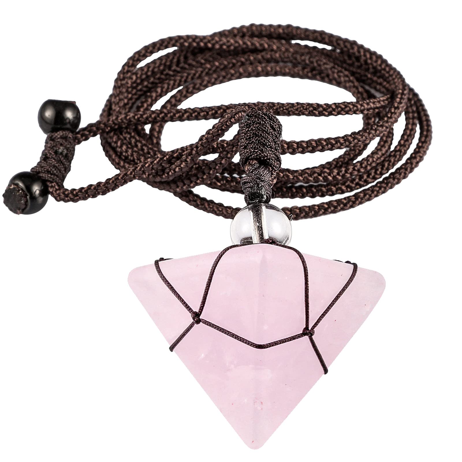 KYEYGWO Stein Pyramide Anhänger für Damen und Herren, Kristall Quarz Spitze Heilung Halskette mit Einstellbare Nylonseil, Reiki Edelstein Pendel Kette Mode Schmuck für Amulett Glücksbringer