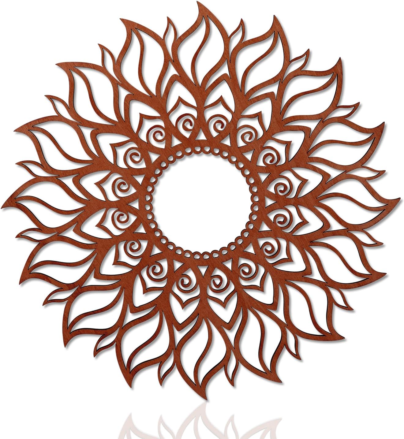 ADDMES 30cm Sun Wall Art Wooden Sculpture Hollowed Mandala Hanging Sign for Indoor Outdoor Home Garden