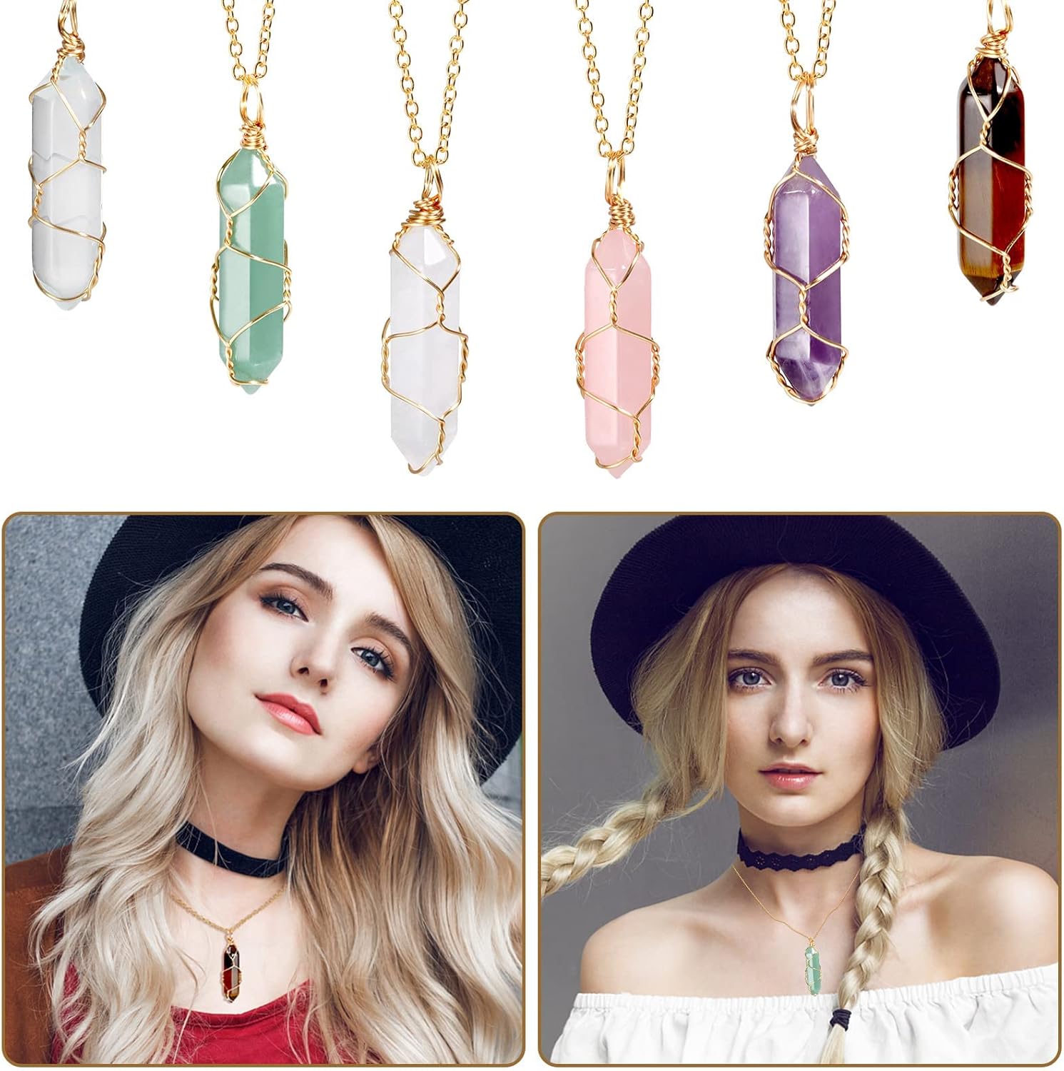 17Stück Heilende Kristalle Steine Sets, Sechseckige Heilkristalle Reiki Meditation Edelsteine Chakra Steine Amethyst Tigerauge Obsidian Rosenquarz Anhänger Spirituelle Deko Esoterik Geschenke