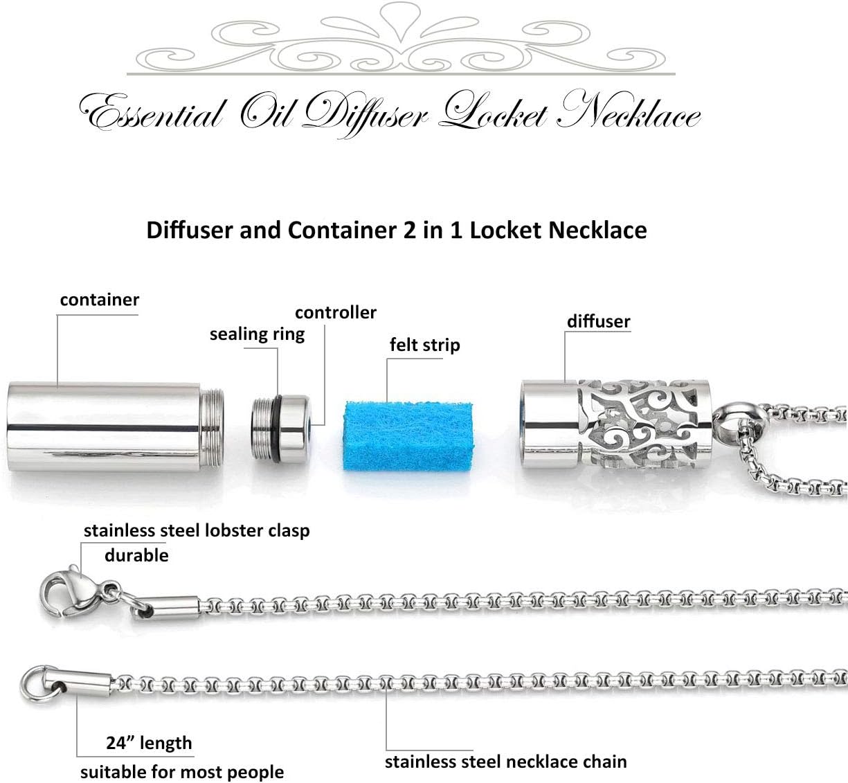 Zysta Aromatherapie Schmuck- Damen Herren Parfum Hohl Locket Käfig Anhänger Floating Charm Aroma Medaillon ätherisches Öl Diffuser Halskette mit 10pcs Pads