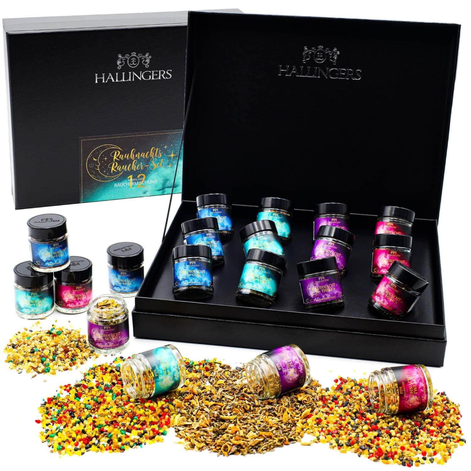 Hallingers Räucherwerk-Set für das ganze Jahr - 12er Premium Räucherwerk als Geschenk-Set zum Räuchern (Set) - Muttertagsgeschenk & Geschenkideen zum Vatertag | Glückwunsch Jahrestag Freundschaft Gene