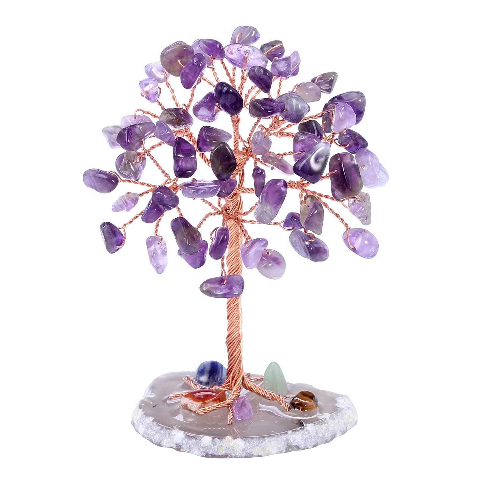 GEFIRE Tree of Life Crystal, 9-10 cm Healing Crystals Money Tree, Natural Crystal Stones For Chakra Reiki Gift Home Office Table Decoration Gift Ornament Sculpture (Seven Colours)