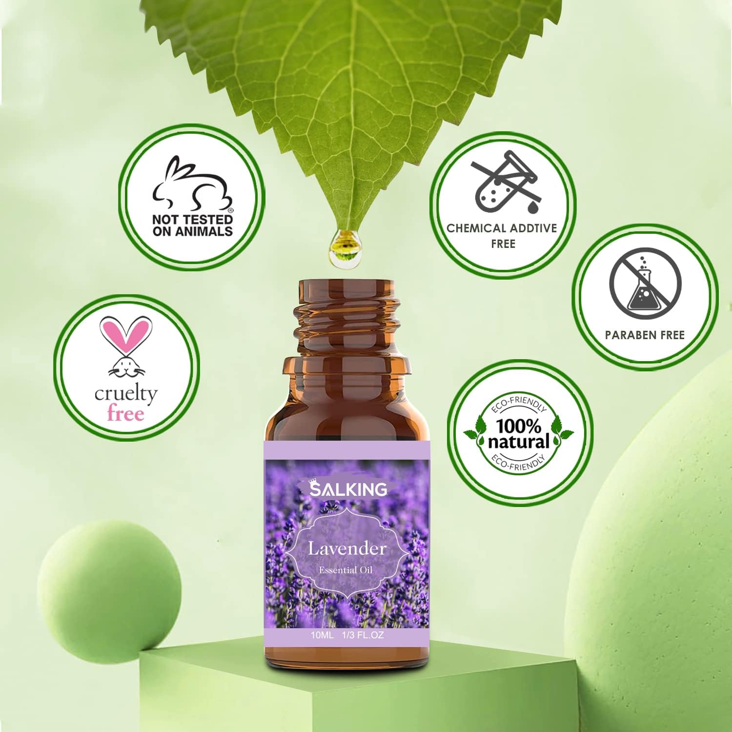SALKING Essential Oils Set, Aromatherapy Fragrance Oil Gift Set, 100% Pure Fragrance Oils for Diffuser, Oil Lamps, Humidifier, Massage, 6 x 10 ml (Lavender, Rose, Cherry Blossom, Jasmine, Gardenia,