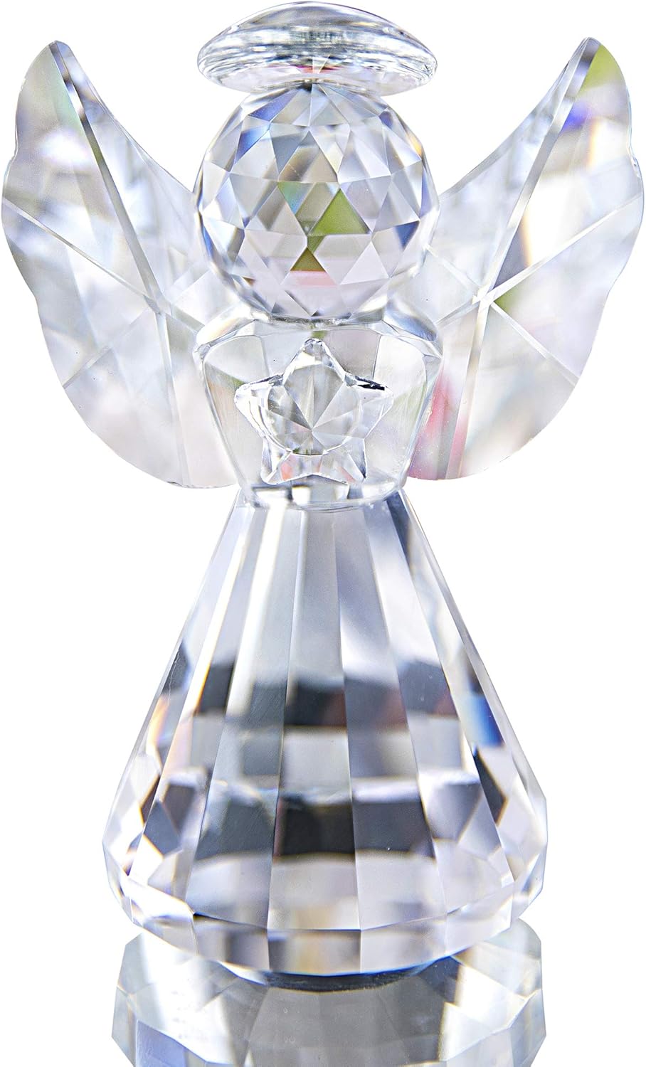 HDCRYSTALGIFTS 3 Inch Crystal Guardian Angel Paperweight Decoration Glass Angel Statue Ornaments Art Collectible Gift for Women Transparent