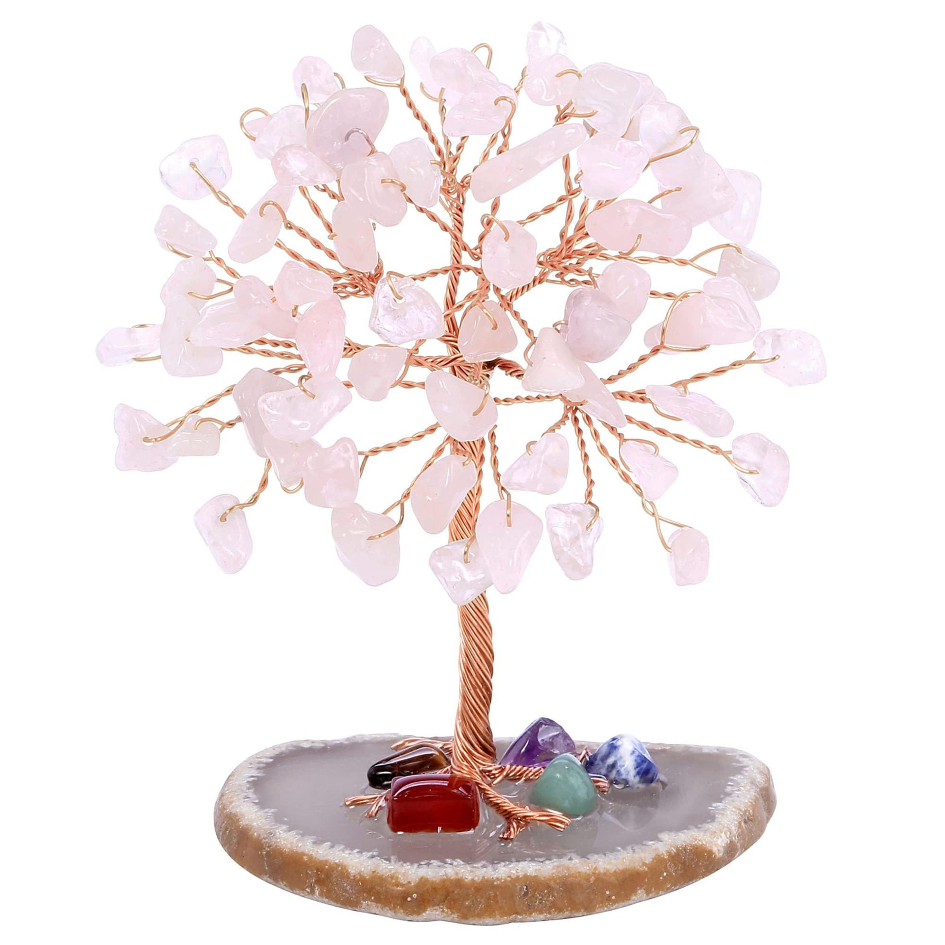 GEFIRE Tree of Life Crystal, 9-10 cm Healing Crystals Money Tree, Natural Crystal Stones For Chakra Reiki Gift Home Office Table Decoration Gift Ornament Sculpture (Seven Colours)