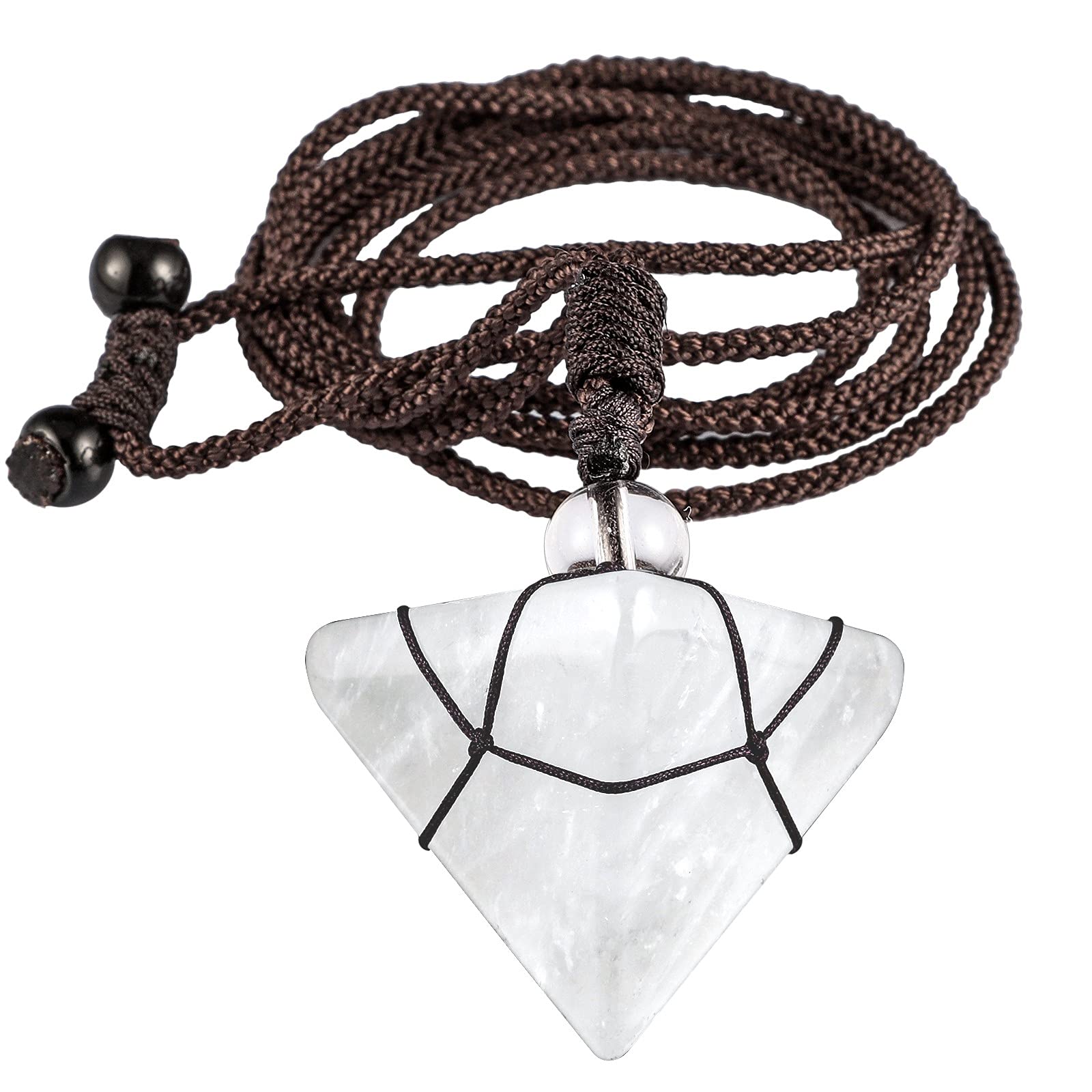 KYEYGWO Stein Pyramide Anhänger für Damen und Herren, Kristall Quarz Spitze Heilung Halskette mit Einstellbare Nylonseil, Reiki Edelstein Pendel Kette Mode Schmuck für Amulett Glücksbringer