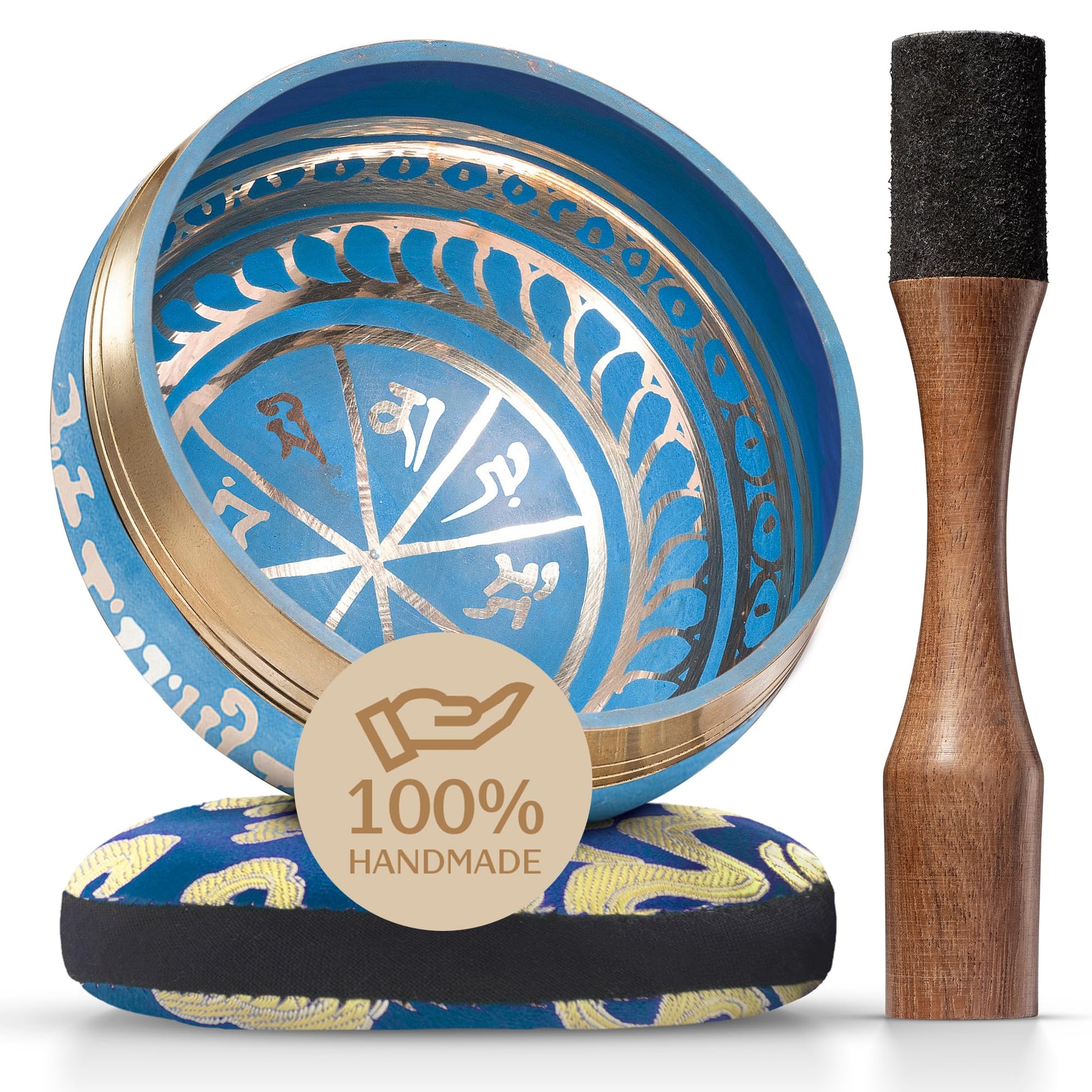 Authentic Tibetan Singing Bowl Set – Sound Bowl & Meditation Bowl with Cushion, Mallet & Guide – Yoga Meditation Kit – Stress Relief Tools – Ancient Himalayan Meditation Tools