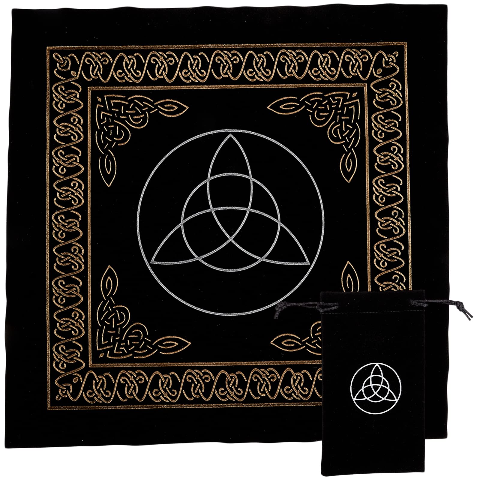 CREATCABIN Altartuch Mond Sonne Stern Pentagramm Himmlisches Tarot-Deck Spiritueller Wandteppich Tischdecke Macht Heiliges Tuch Astrologie Für Wahrsagen Premium-Hexereizubehör Pagan 19.29x19.29 cm
