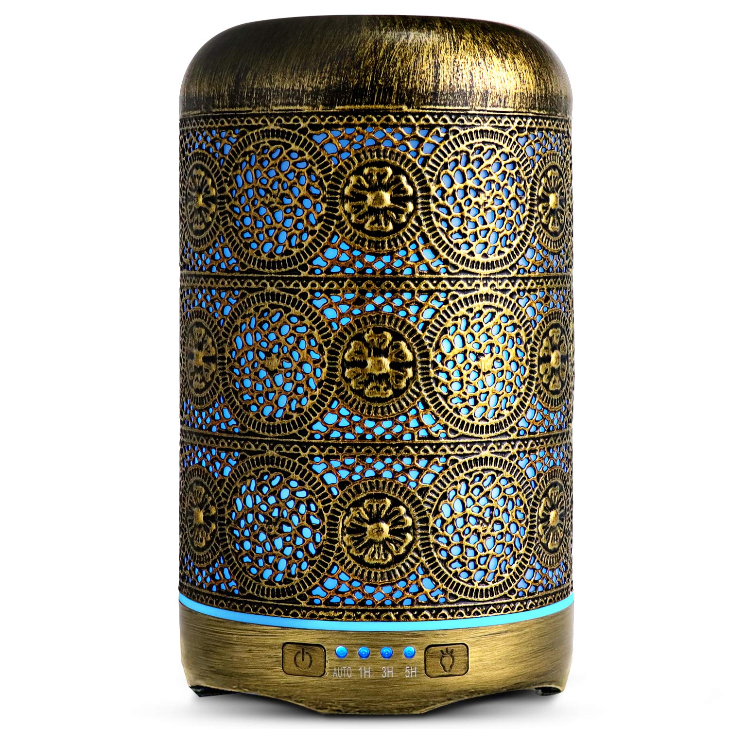 SALKING Aroma Diffuser Luftbefeuchter Humidifier, Handgefertigt Metall Diffusor für ätherische Öle, Automatisch Power-Off, 7 Farbe Licht Vintage Aromatherapie für Baby, Zuhause Büro oder Yoga