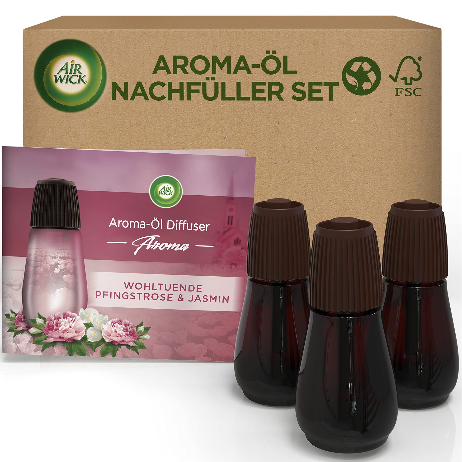 Air Wick Scented Oil Bottle - Fragrance Oil Refill Set for Air Wick Diffuser - Fragrance: Relaxing Lavender – 3 x 20 ml Essential Oil with Diffuser.