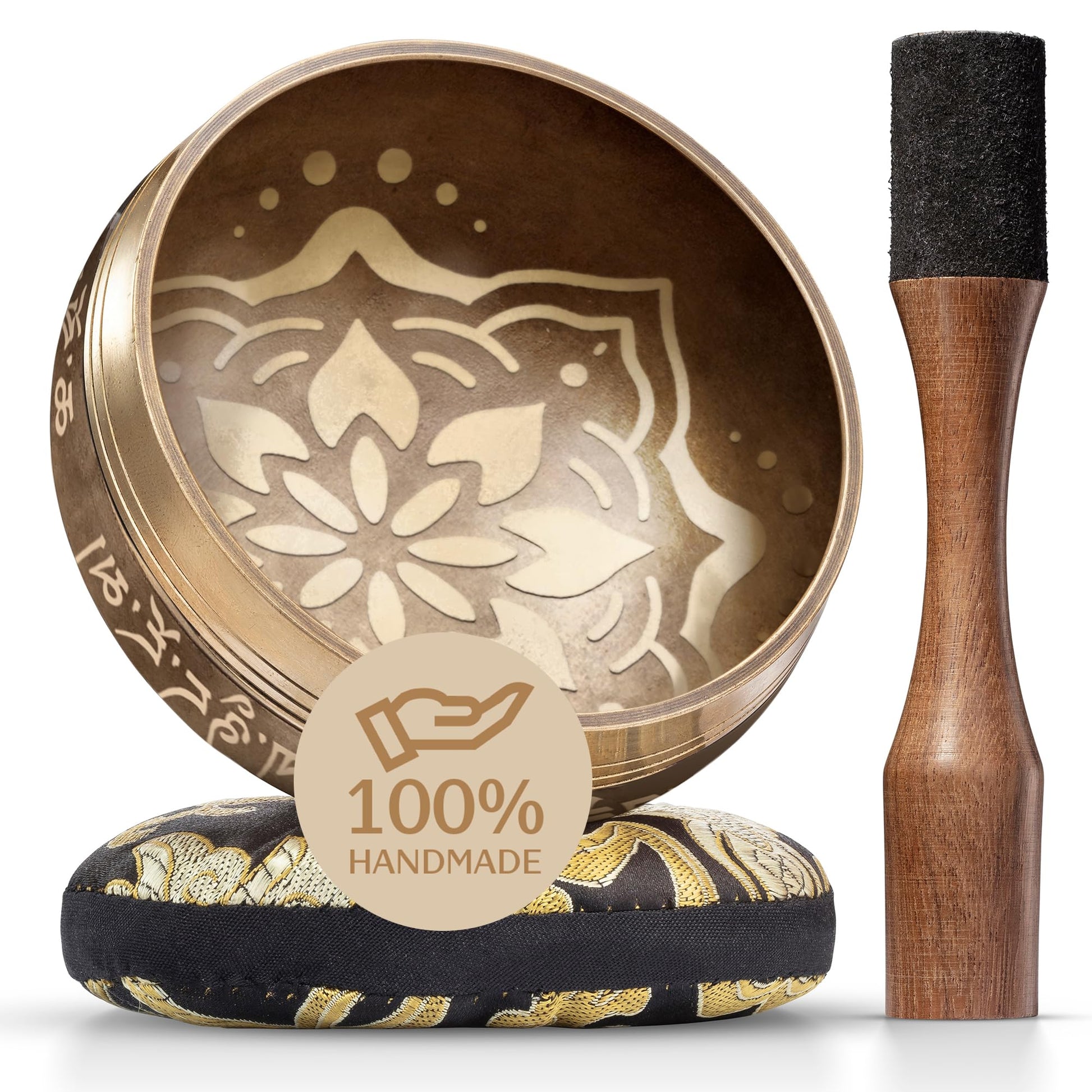 Authentic Tibetan Singing Bowl Set – Sound Bowl & Meditation Bowl with Cushion, Mallet & Guide – Yoga Meditation Kit – Stress Relief Tools – Ancient Himalayan Meditation Tools