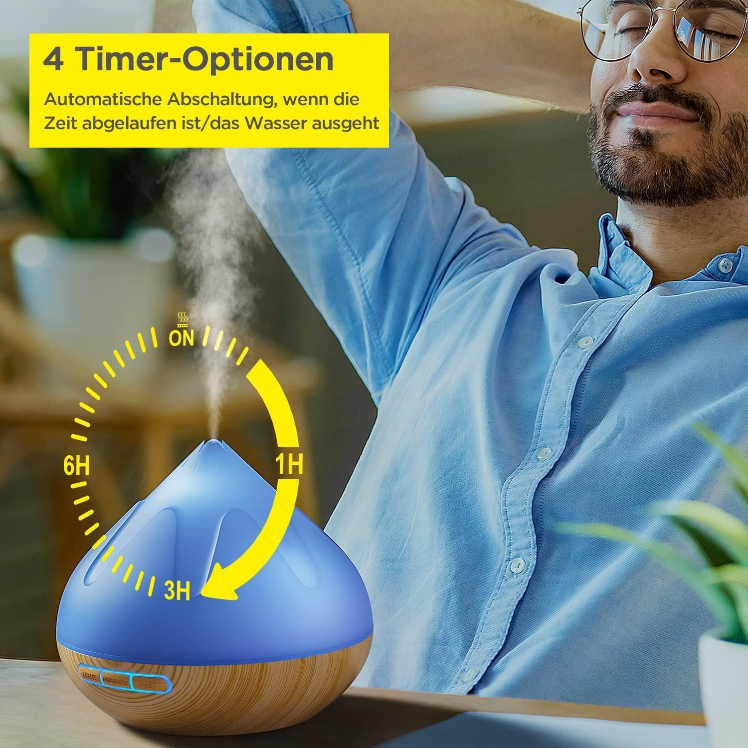 Aroma Diffusor Set für Ätherische Öle 500 ML, 8 x10 ML Ätherische Öle, Aromatherapie Diffuser Mit Fernbedienung,14 Farben LED Mit 4 Timer-Einstellung