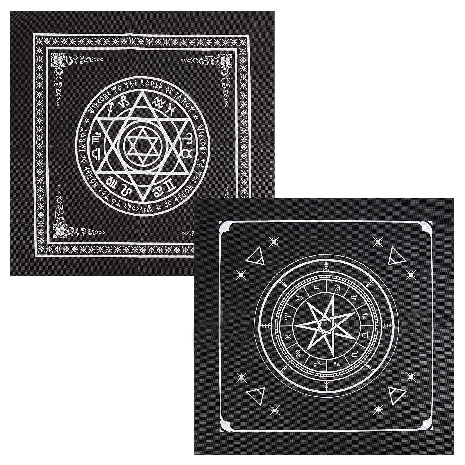 CREATCABIN Altartuch Mond Sonne Stern Pentagramm Himmlisches Tarot-Deck Spiritueller Wandteppich Tischdecke Macht Heiliges Tuch Astrologie Für Wahrsagen Premium-Hexereizubehör Pagan 19.29x19.29 cm