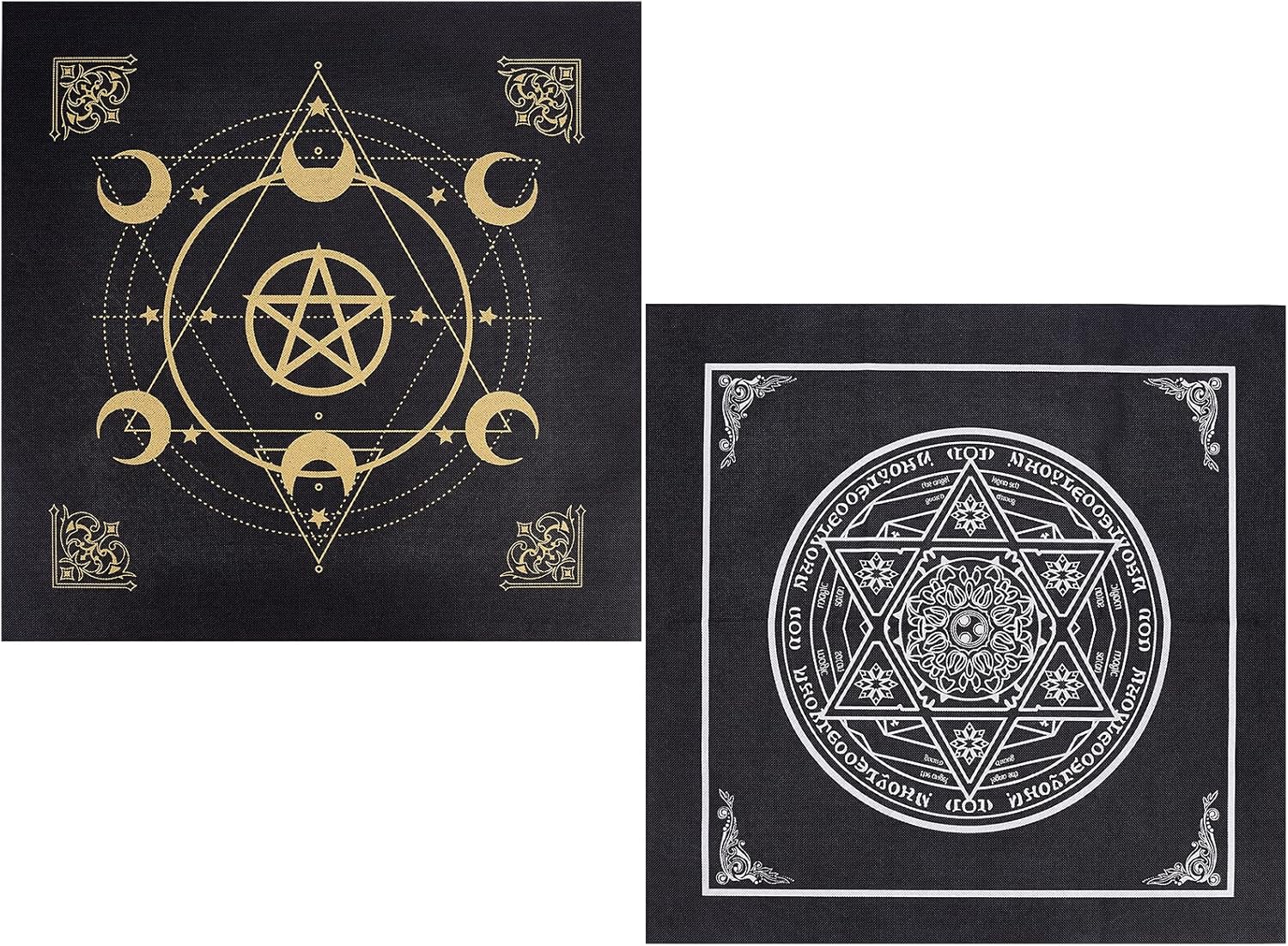CREATCABIN Altartuch Mond Sonne Stern Pentagramm Himmlisches Tarot-Deck Spiritueller Wandteppich Tischdecke Macht Heiliges Tuch Astrologie Für Wahrsagen Premium-Hexereizubehör Pagan 19.29x19.29 cm