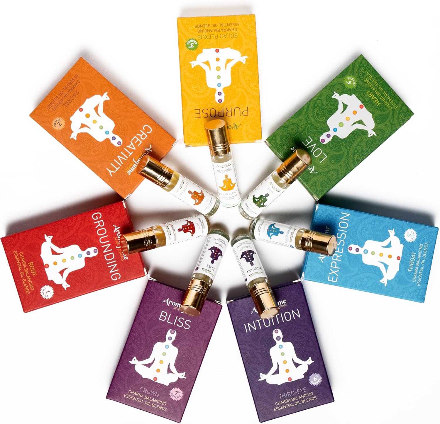 7 Chakra Essential Oil Roll-On Blend Gift Set by Aromafume | 7x 6ml/0.2 fl oz | Aromatherapy Oils for Meditation, Chakra Balance | Yoga & Reiki Gifts | Essential Oil Set for Plexus, Root Chakra & more
