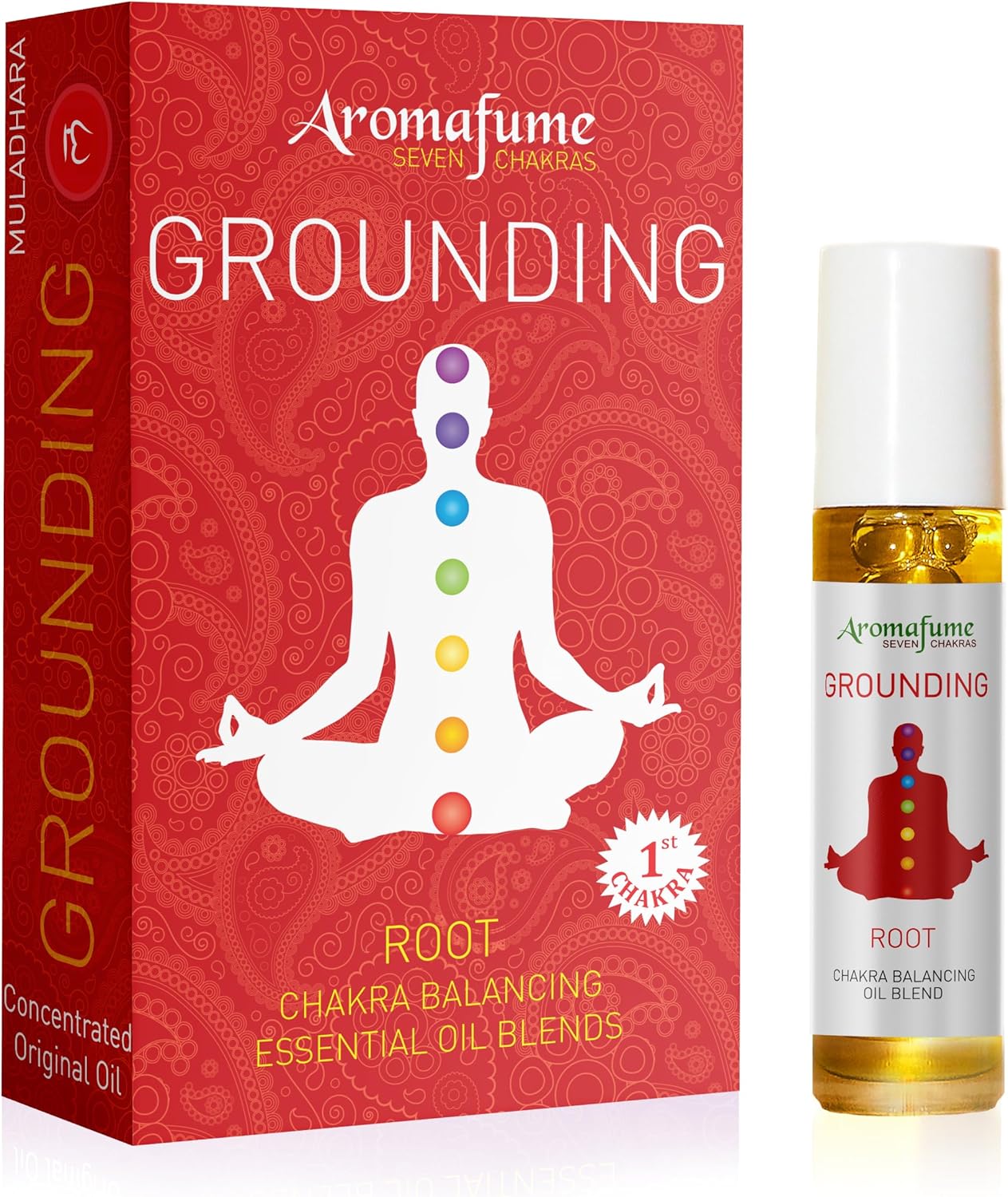 Root Chakra Essential Oil Roll-On Blend by Aromafume | 10ml/0.33 fl oz | Muladhara | Aromatherapy Oils for Chakra Balance | Patchouli Extracts | Chakra Incense for Meditation, Yoga, Reiki