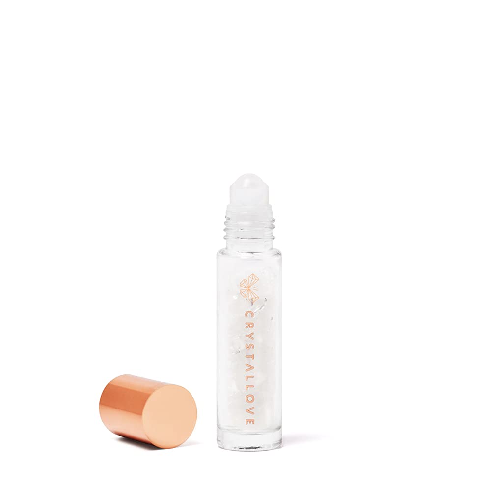 Crystallove Ölflasche 10 ml — Bergkristall - Rollon Ölkristalle für Öle, Duftstoff, Kosmetika, Massagen - Glasflaschen für Ätherisches Öl - Roller - Nachfüllbarer Glasroller