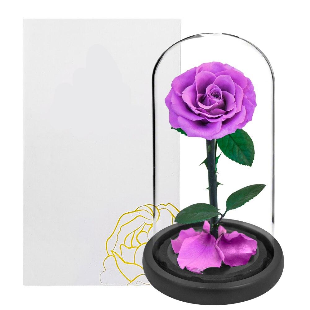 Red Eternal Roses with Light In Glass