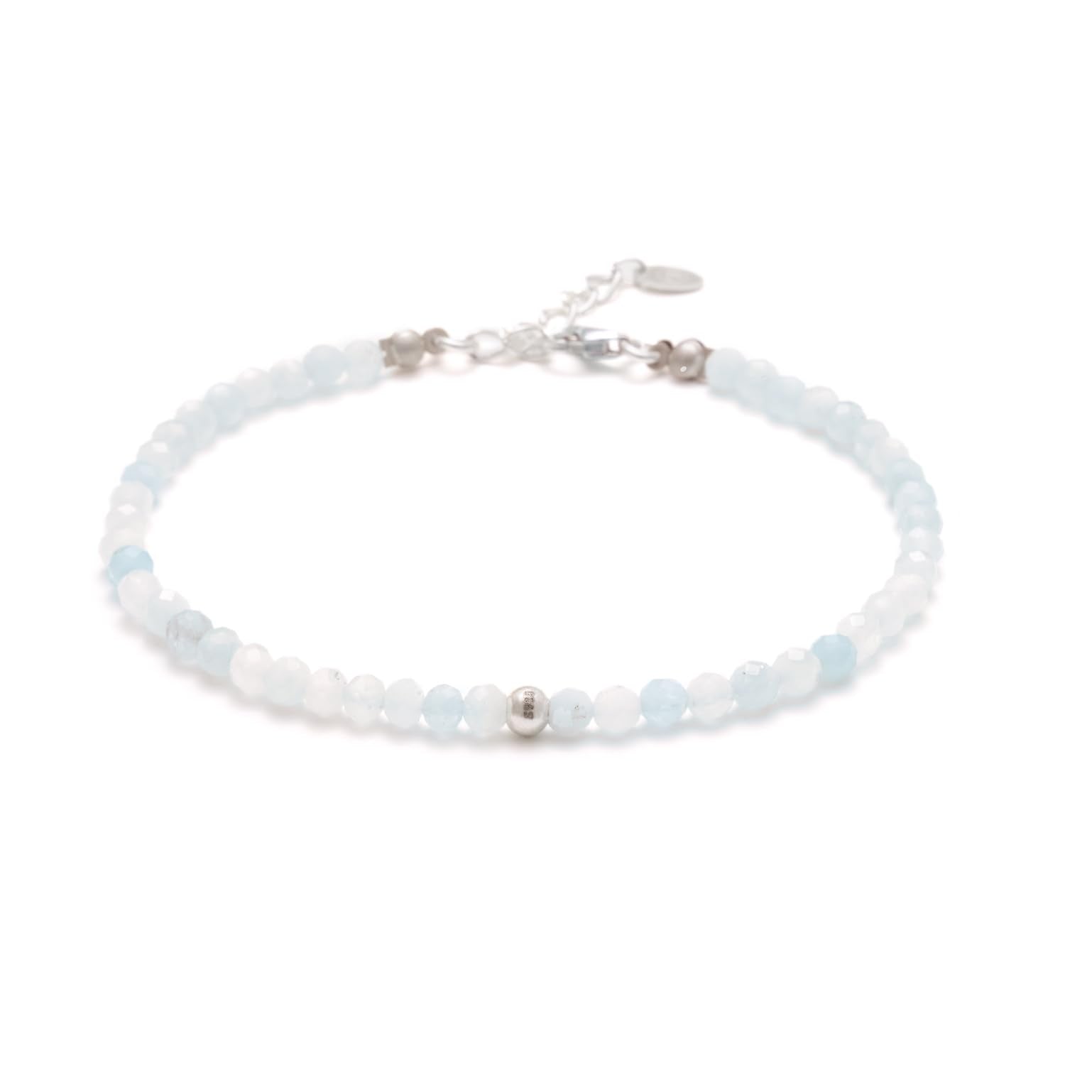 BERGERLIN Echtes Naturstein Perlenarmband - Naturstein geprüft in Deutschland, mit 925 Sterling Silberperle oder vergoldeter Perle - Mit Verschluss und Echtheitszertifikat, für Damen und Herren