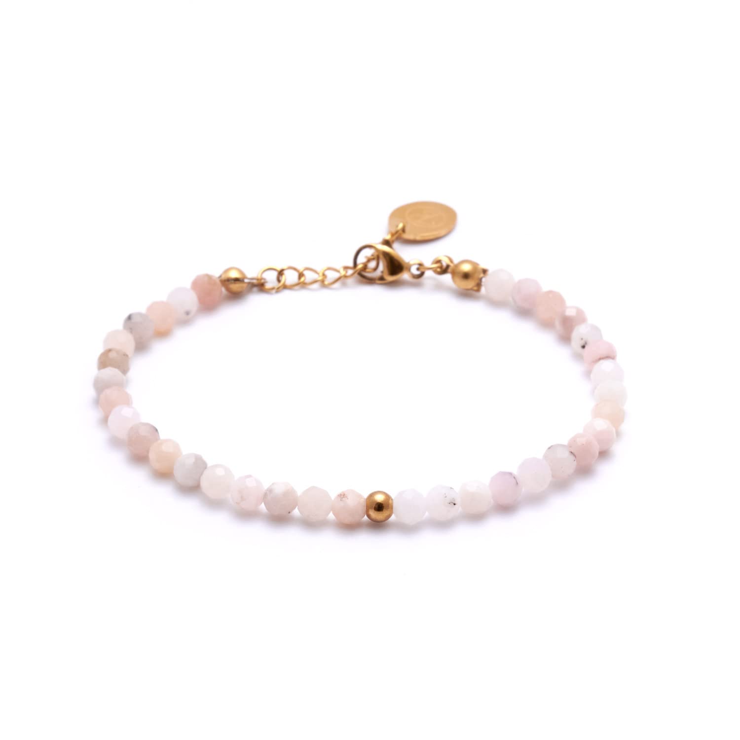 BERGERLIN Echtes Naturstein Perlenarmband - Naturstein geprüft in Deutschland, mit 925 Sterling Silberperle oder vergoldeter Perle - Mit Verschluss und Echtheitszertifikat, für Damen und Herren
