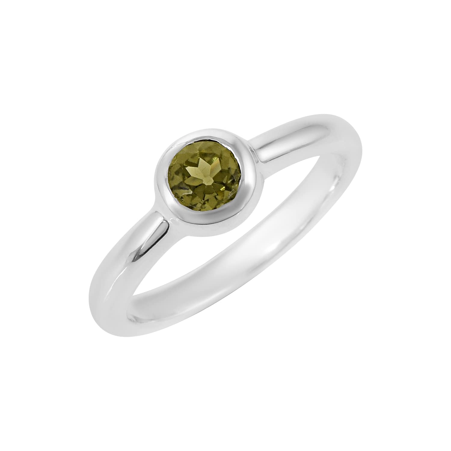 Moldavite Damen-Ring, massives 925er Sterlingsilber, FSJ-5747