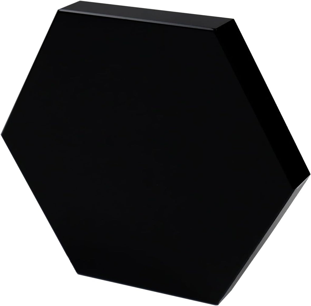 Schwarzer Obsidian Spiegel, Sechseck Schwarzer Obsidian - Wahrsagungswerkzeuge, Dekorativ für Meditation Mit Halterung (8cm)