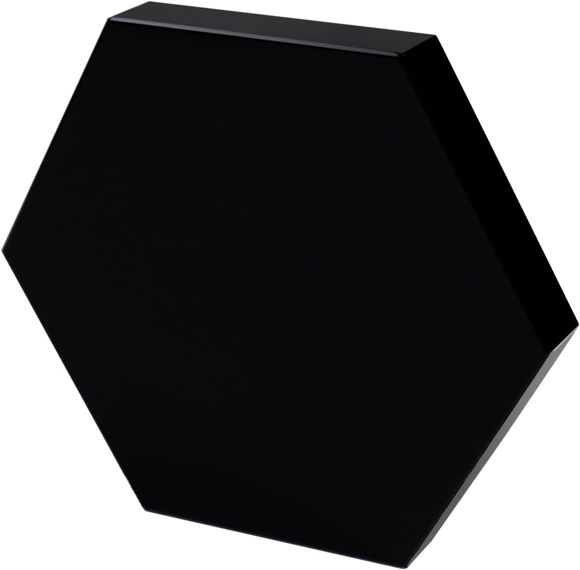 Schwarzer Obsidian Spiegel, Sechseck Schwarzer Obsidian - Wahrsagungswerkzeuge, Dekorativ für Meditation Mit Halterung (8cm)