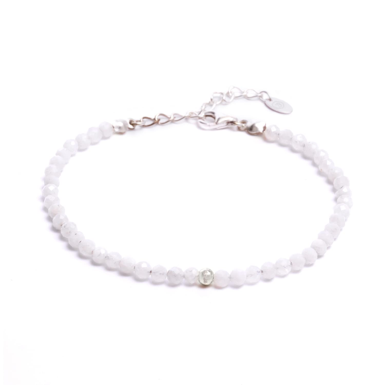 BERGERLIN Echtes Naturstein Perlenarmband - Naturstein geprüft in Deutschland, mit 925 Sterling Silberperle oder vergoldeter Perle - Mit Verschluss und Echtheitszertifikat, für Damen und Herren