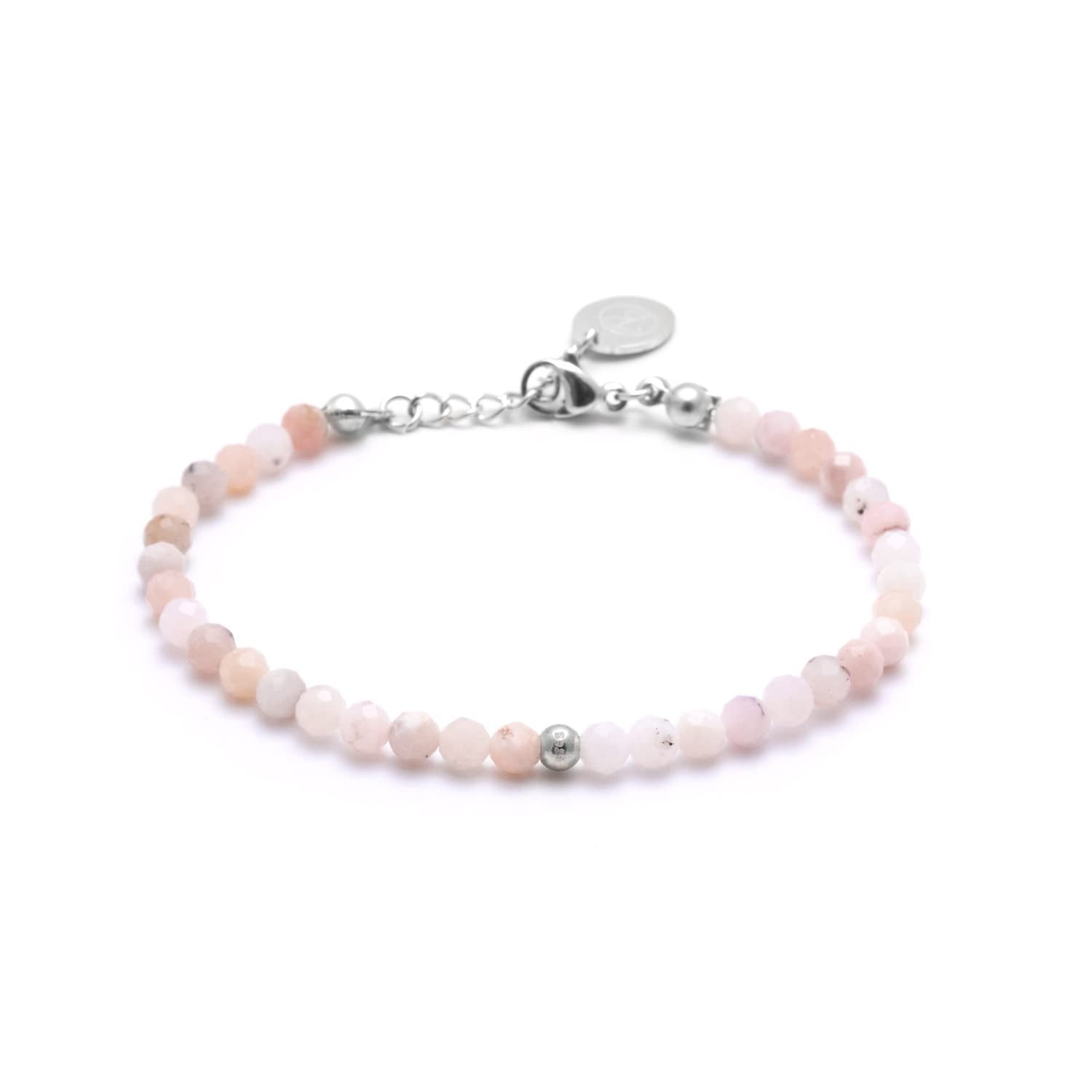 BERGERLIN Echtes Naturstein Perlenarmband - Naturstein geprüft in Deutschland, mit 925 Sterling Silberperle oder vergoldeter Perle - Mit Verschluss und Echtheitszertifikat, für Damen und Herren