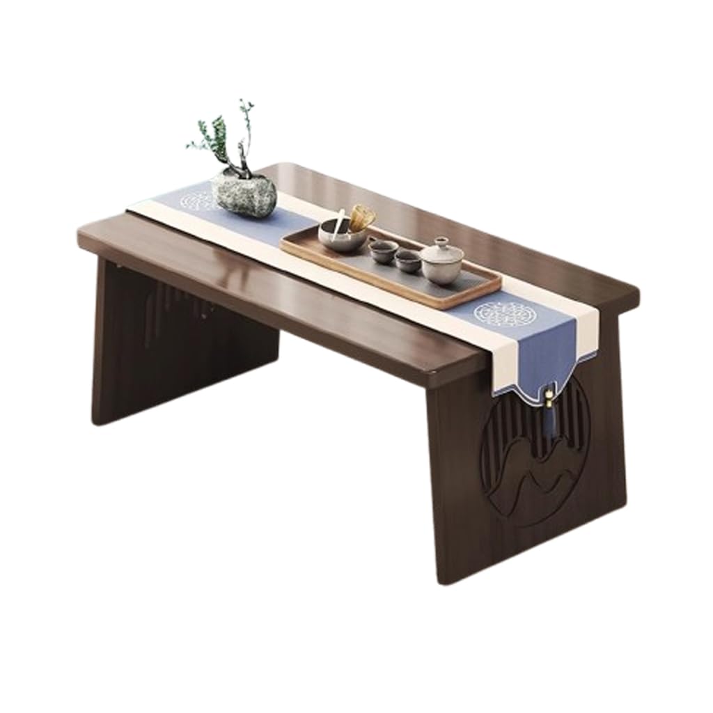 Faltbarer japanischer Stil Boden Kleiner Teetisch, Tatami Couchtisch, niedriger Altartisch für Meditation, für Boden Sitzen, für Essen und Spirituelle Praktiken (Holz, 60x40x30cm)
