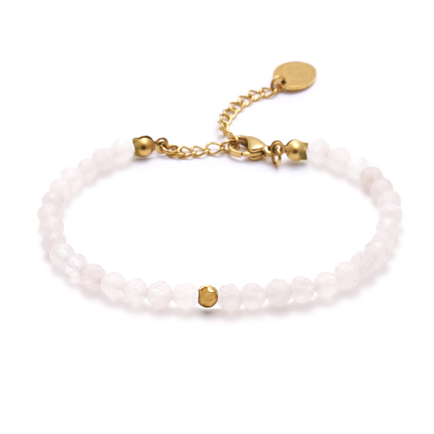 BERGERLIN Echtes Naturstein Perlenarmband - Naturstein geprüft in Deutschland, mit 925 Sterling Silberperle oder vergoldeter Perle - Mit Verschluss und Echtheitszertifikat, für Damen und Herren