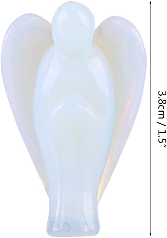 Watris Veiyi Schutzengel Figur, 3.8cm/1.5in Engel Figur Edelsteine, Opal Stein Engelfiguren Deko, für Schreibtisch Hauptdekoration Glücksbringern